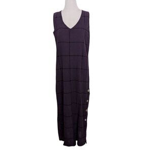 Laura Kidd Windowpane Gauze Maxi Dress Womens Size Small Purple Sleeveless